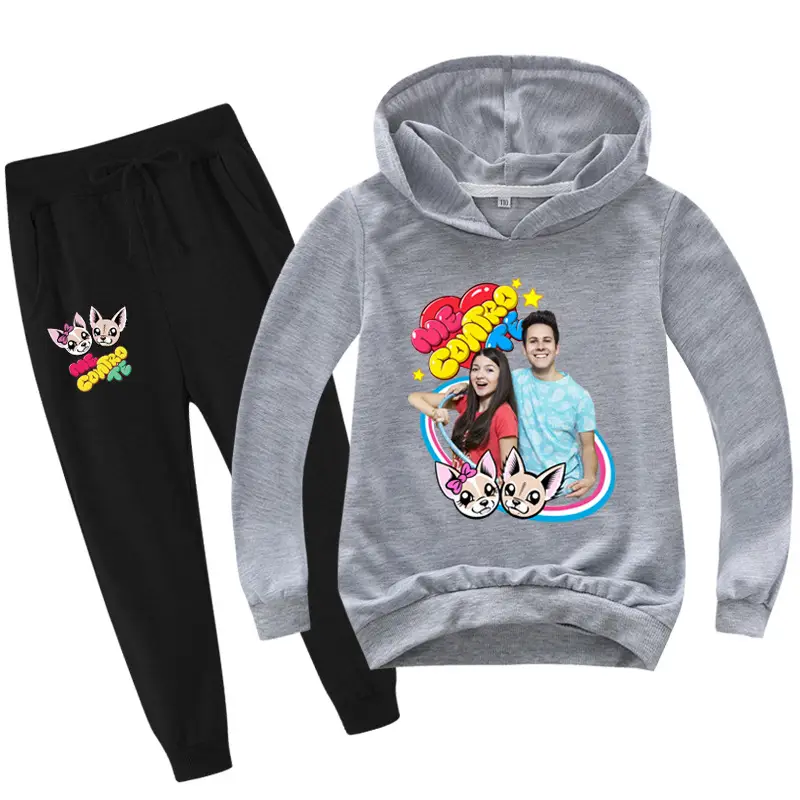 Black Cartoon Hoodie Sweatpants Set for Kids — feature 7
