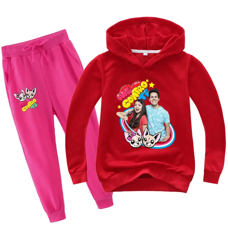 Black Cartoon Hoodie Sweatpants Set for Kids