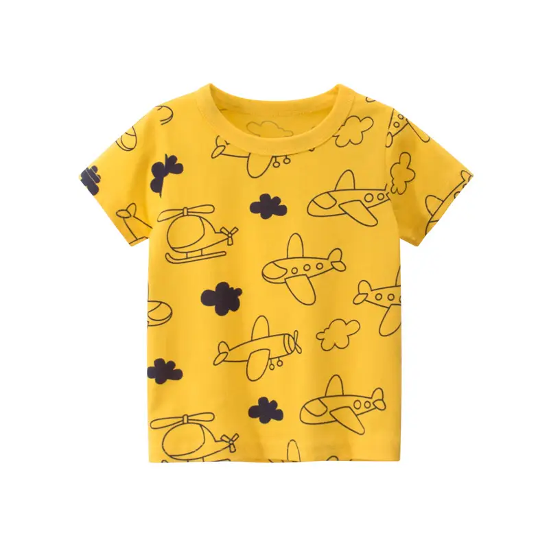 Kids' Yellow Airplane T-Shirt 2025 Summer Dropshipping - Image 2