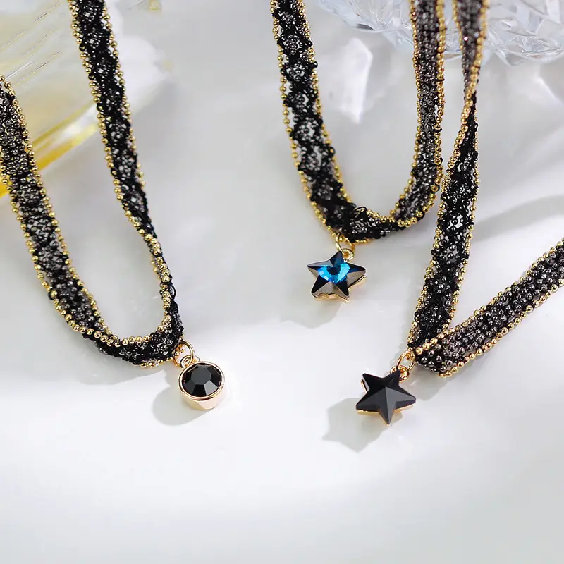 Black Star Clavicle Necklace for Women