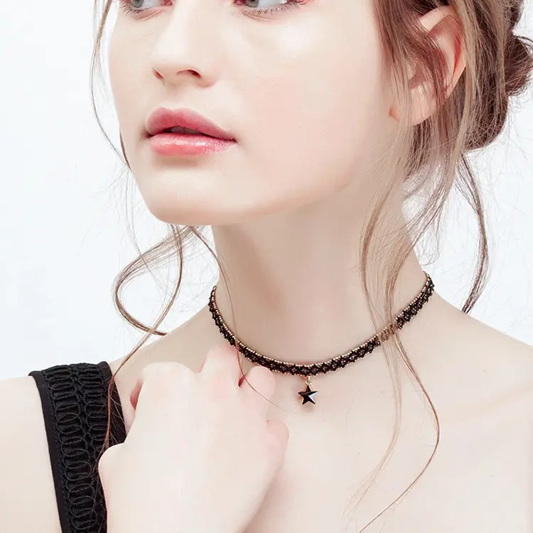 Black Star Clavicle Necklace for Women