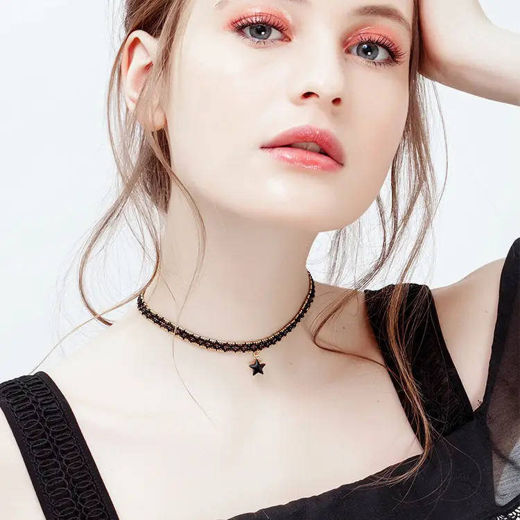 Black Star Clavicle Necklace for Women
