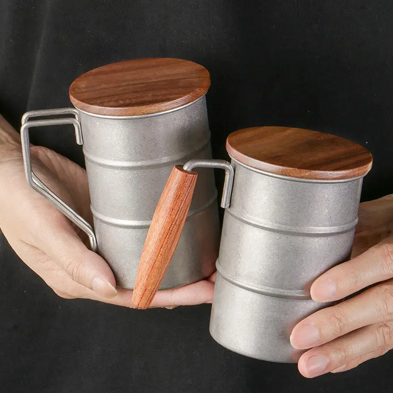 304 Stainless Steel Outdoor Mug with Wooden Handle - Image 11