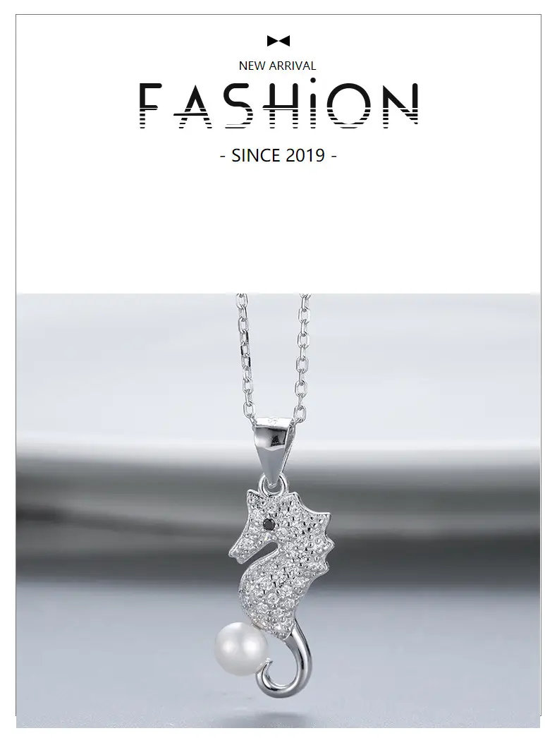S925 Silver Seahorse Pendant with Pearl Necklace — feature 25