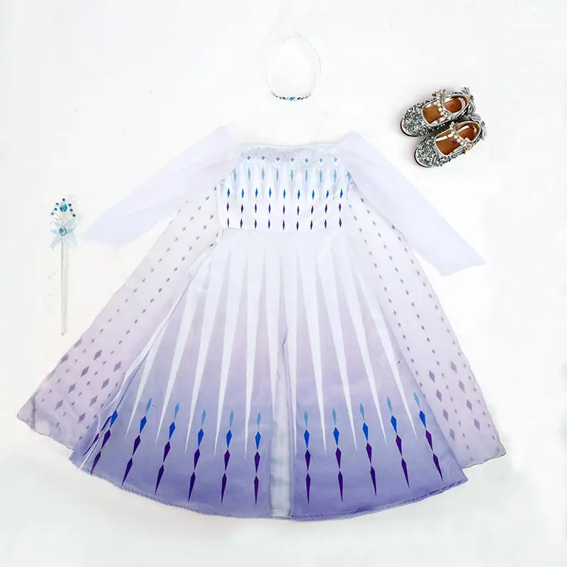 Elsa Princess Frozen Dress One-Piece Cape Costume - Image 2