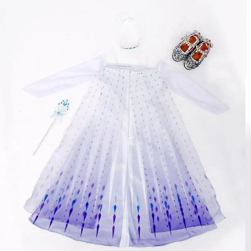 Elsa Princess Frozen Dress One-Piece Cape Costume - Image 4