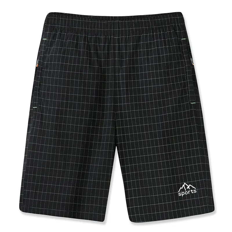 Men Cotton Grid Shorts Large Beach Wear