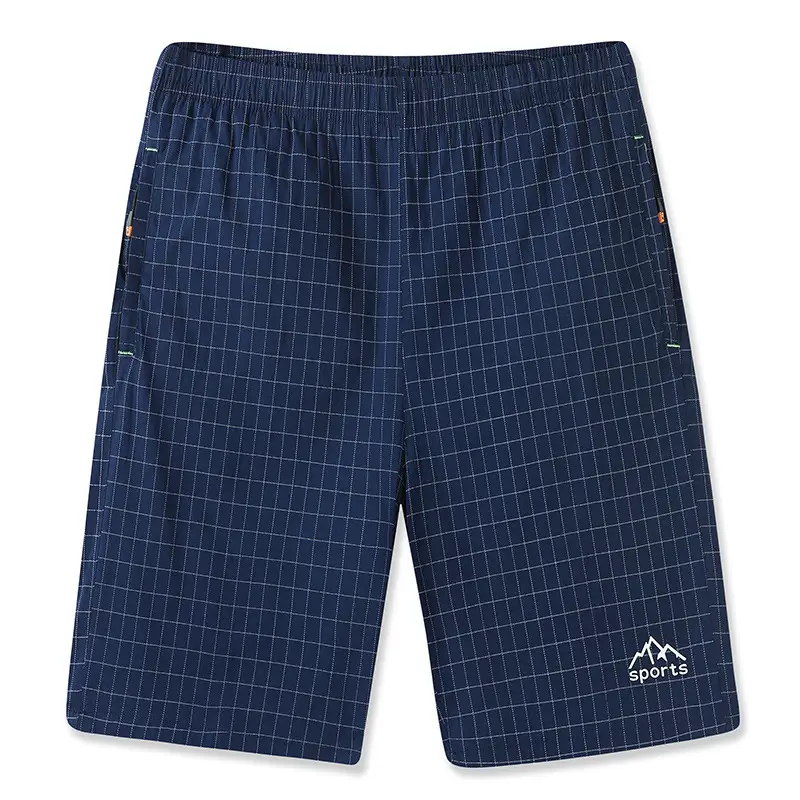 Men Cotton Grid Shorts Large Beach Wear