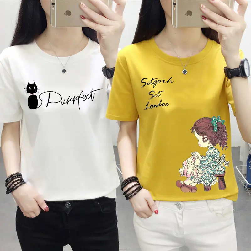 Women Pink Nice Dogs Printed T-Shirt 2024 Summer - Image 43