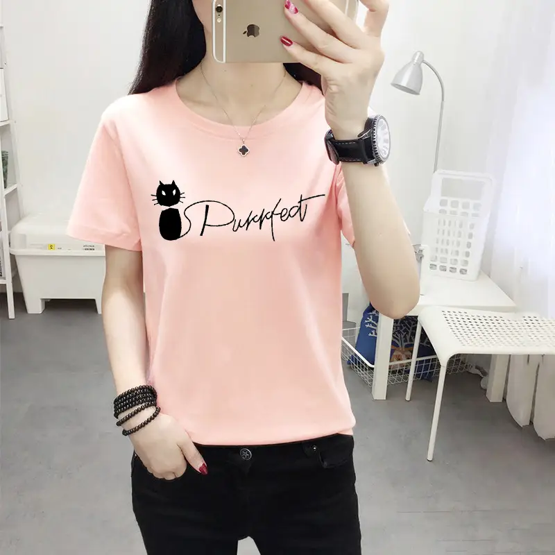 Women Pink Nice Dogs Printed T-Shirt 2024 Summer - Image 26