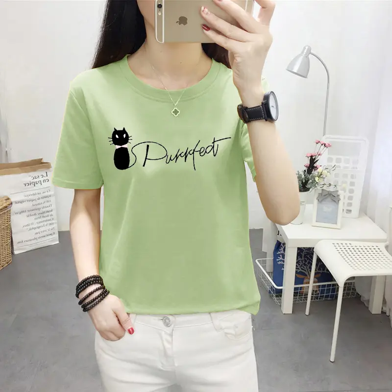 Women Pink Nice Dogs Printed T-Shirt 2024 Summer - Image 29