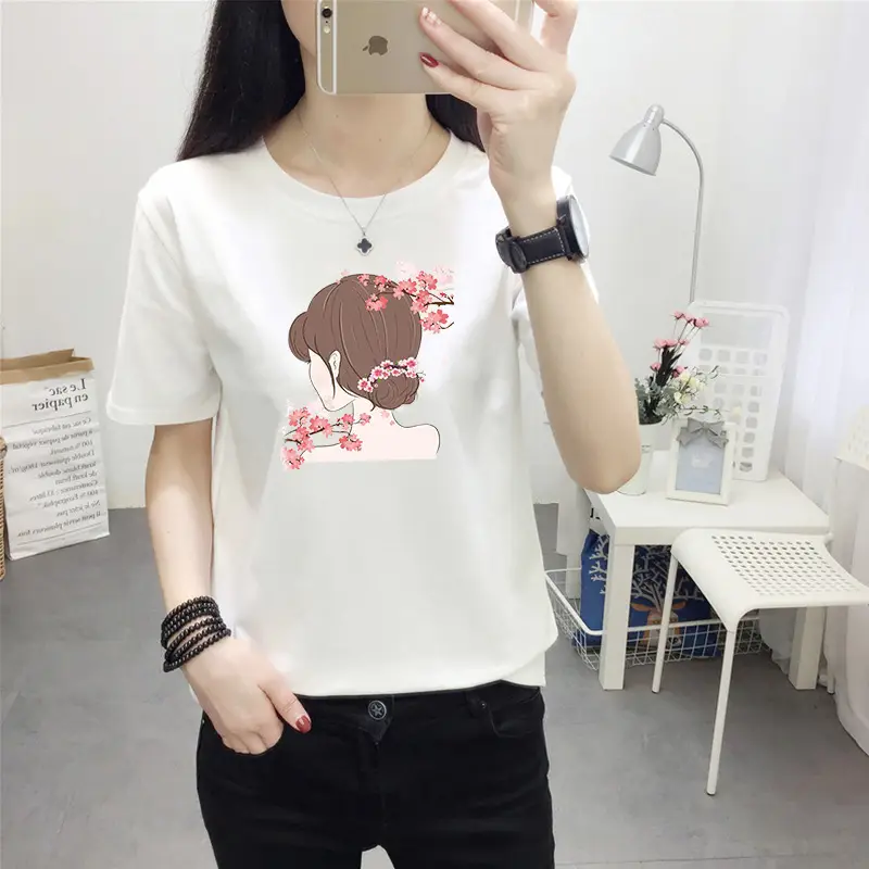 Women Pink Nice Dogs Printed T-Shirt 2024 Summer - Image 33