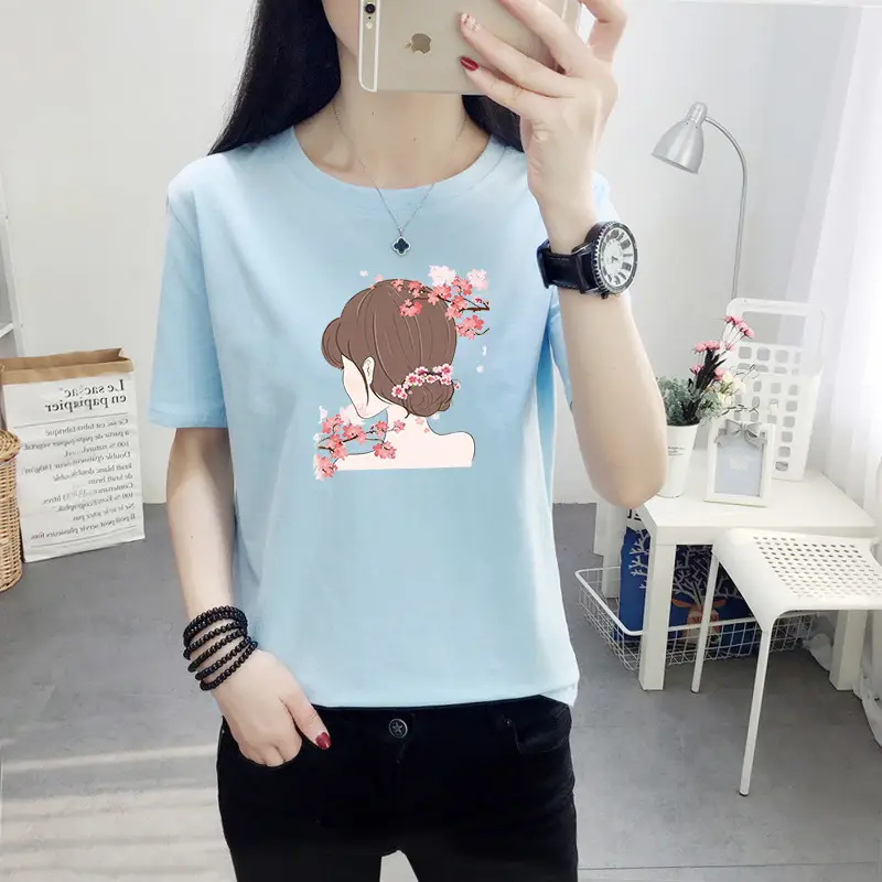 Women Pink Nice Dogs Printed T-Shirt 2024 Summer - Image 37