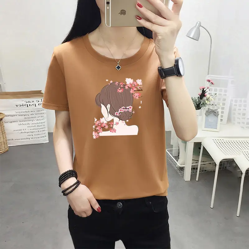 Women Pink Nice Dogs Printed T-Shirt 2024 Summer - Image 40