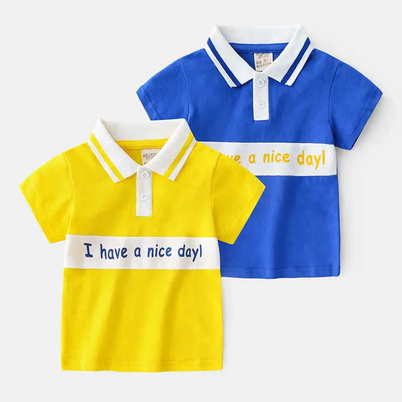 Boys Cotton Polo T-Shirt Yellow Blue Summer New Style - Image 2