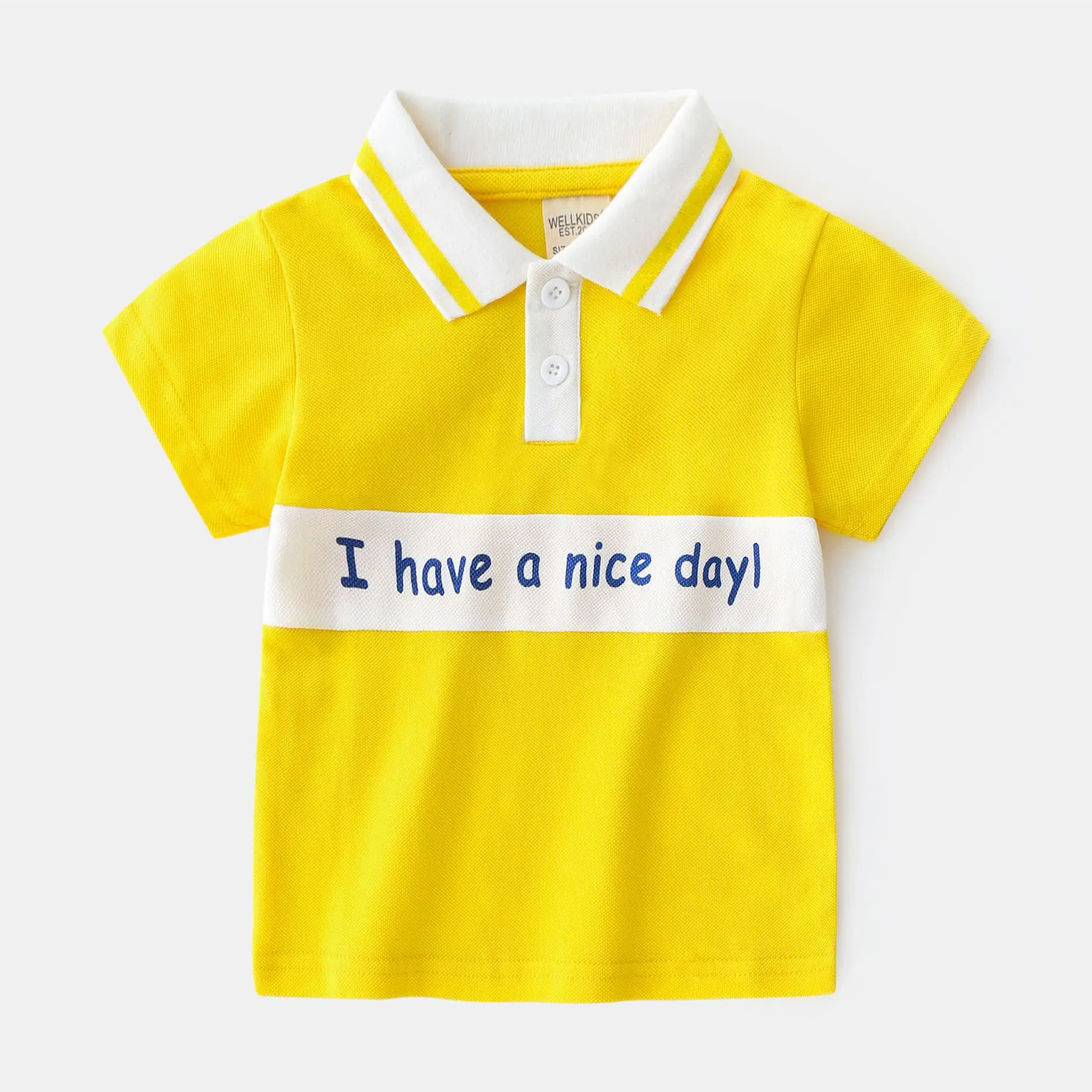 Boys Cotton Polo T-Shirt Yellow Blue Summer New Style