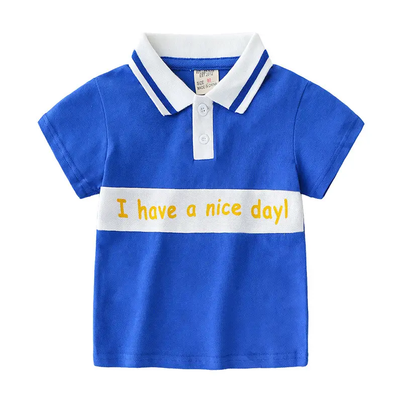 Boys Cotton Polo T-Shirt Yellow Blue Summer New Style - Image 5