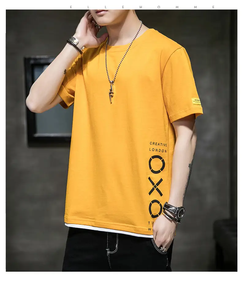 Men Cotton Short Sleeve T-Shirt Light Blue 2020 — feature 20