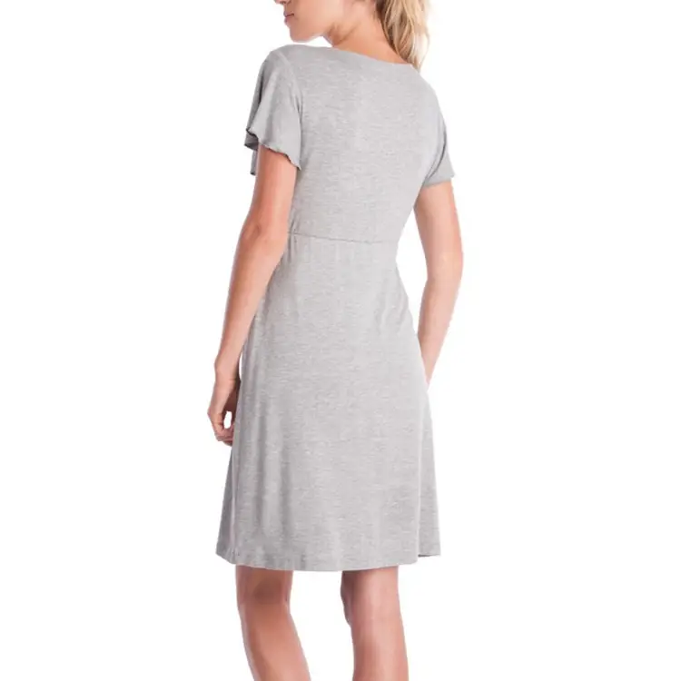 2019 Maternity Nursing Dress Grey Lace Stitching - Image 10