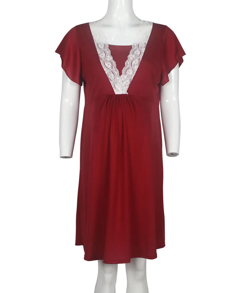 2019 Maternity Nursing Dress Grey Lace Stitching — feature 26