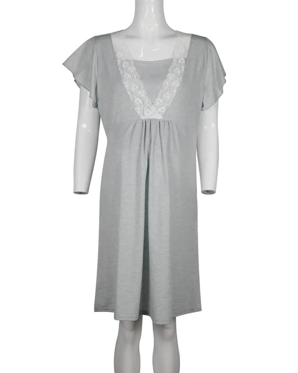 2019 Maternity Nursing Dress Grey Lace Stitching — feature 29
