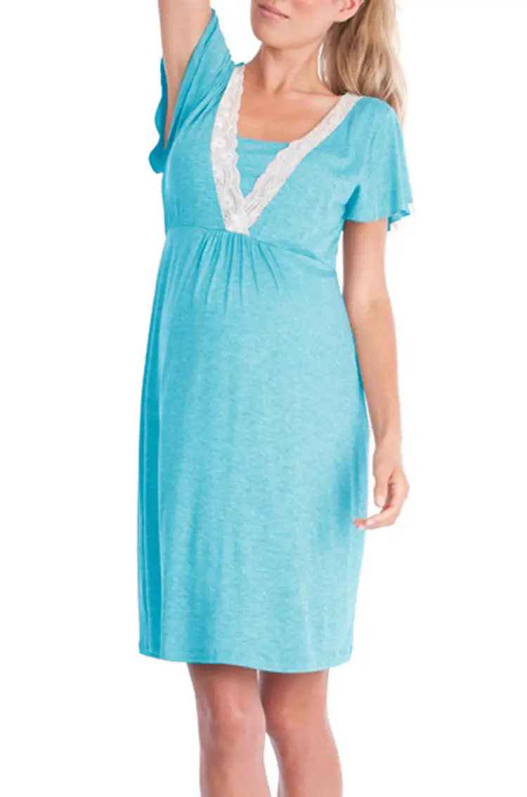 2019 Maternity Nursing Dress Grey Lace Stitching — feature 9
