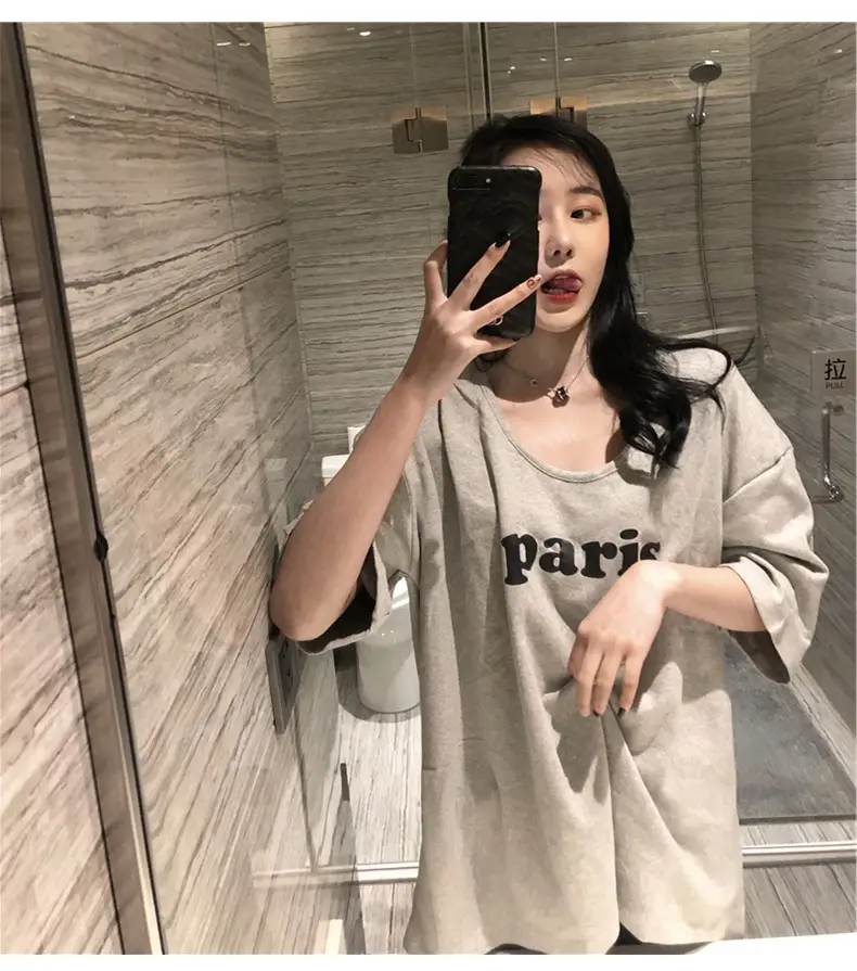 Women Paris Print T-Shirt White Loose Summer Wear — feature 4