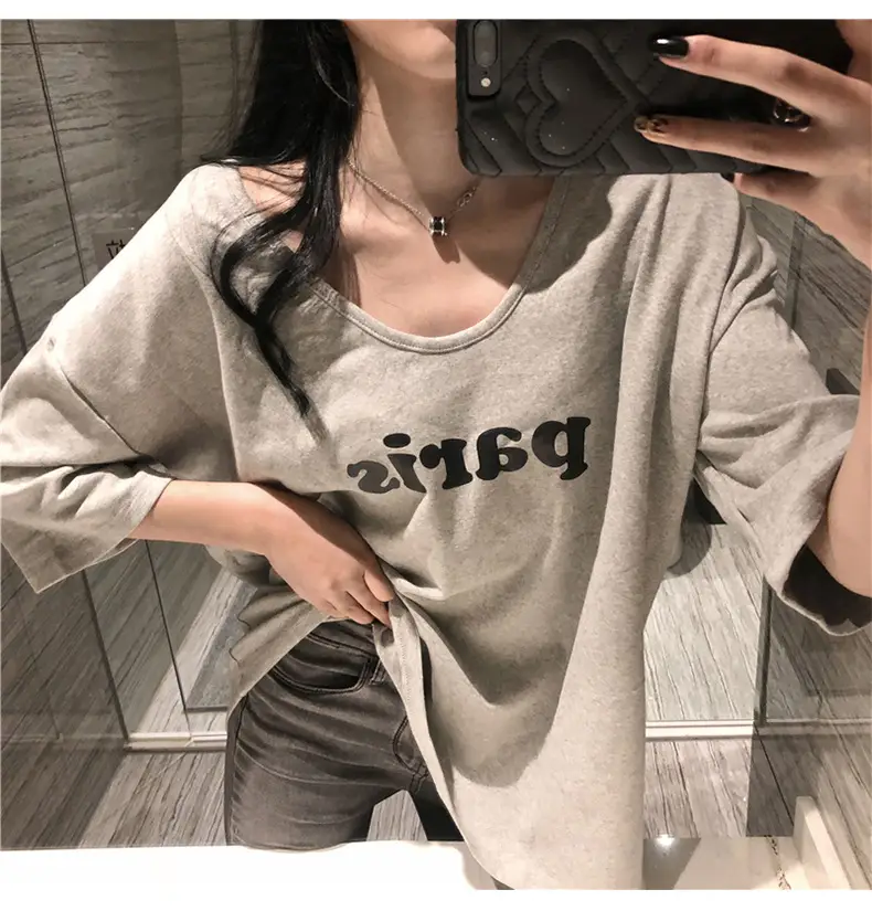 Women Paris Print T-Shirt White Loose Summer Wear — feature 5
