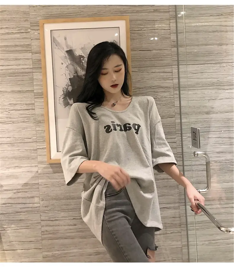 Women Paris Print T-Shirt White Loose Summer Wear — feature 7