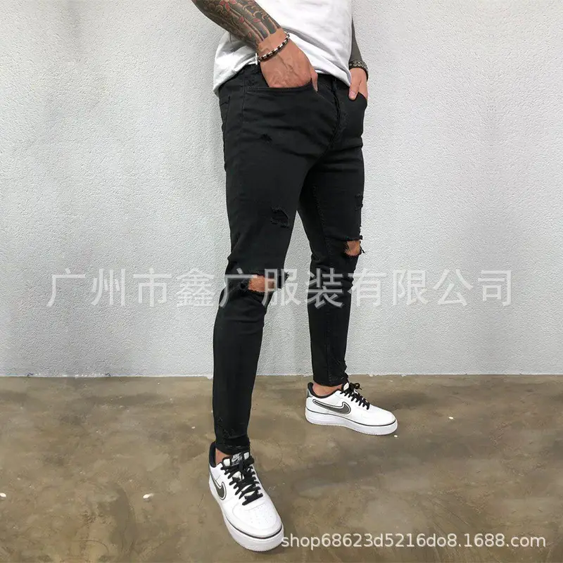 Men Ripped Elastic Leg Jeans Summer Casual Wear - Image 6