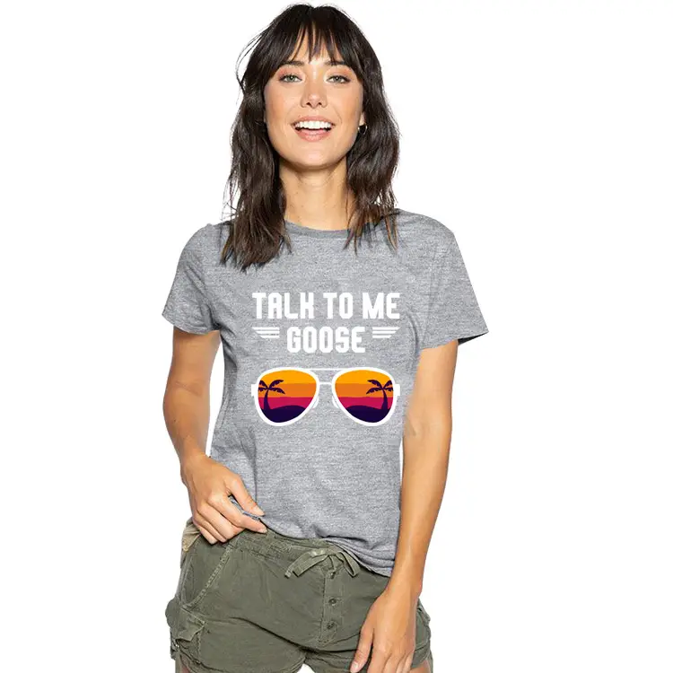 Women Casual Talk to Me Goose T-Shirt Black - Image 26