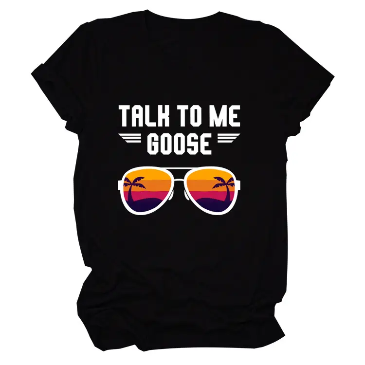 Women Casual Talk to Me Goose T-Shirt Black - Image 11