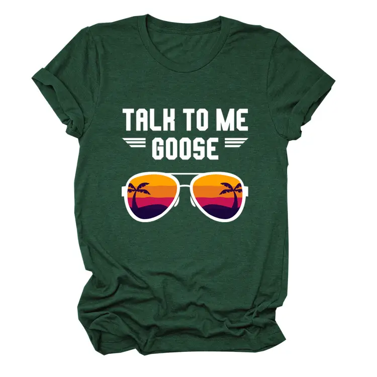 Women Casual Talk to Me Goose T-Shirt Black - Image 12