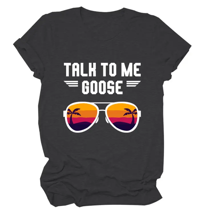 Women Casual Talk to Me Goose T-Shirt Black - Image 19