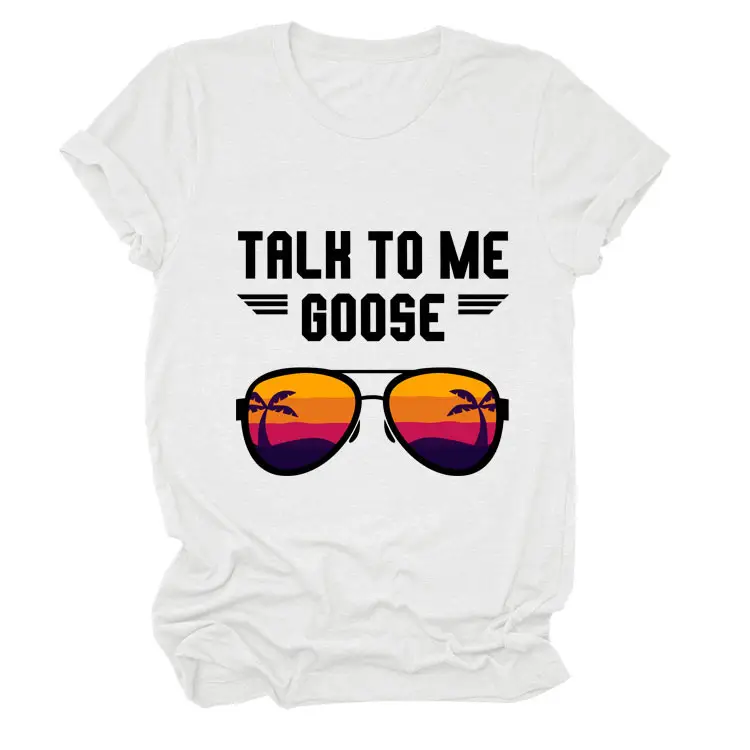 Women Casual Talk to Me Goose T-Shirt Black - Image 20