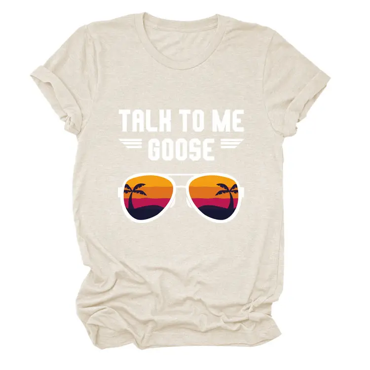 Women Casual Talk to Me Goose T-Shirt Black - Image 22