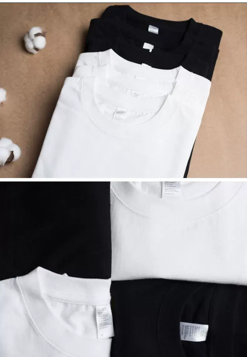 Pure White Cotton T-Shirt for Men Women 220g — feature 8