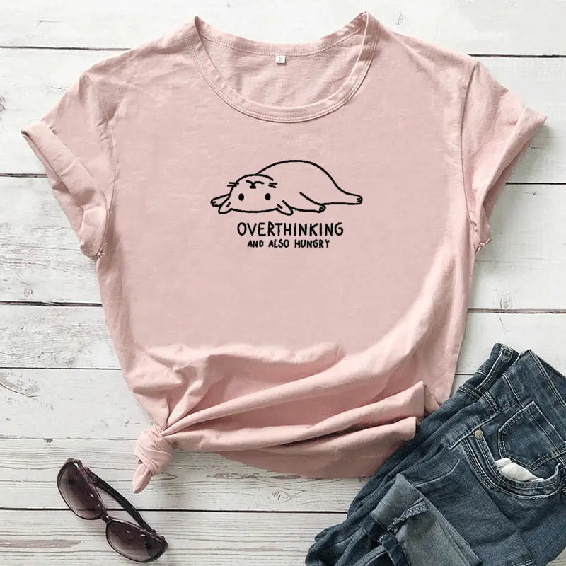 Red Lazy Cat Print Unisex T-Shirt Lazy Cat Letter Printing - Image 8