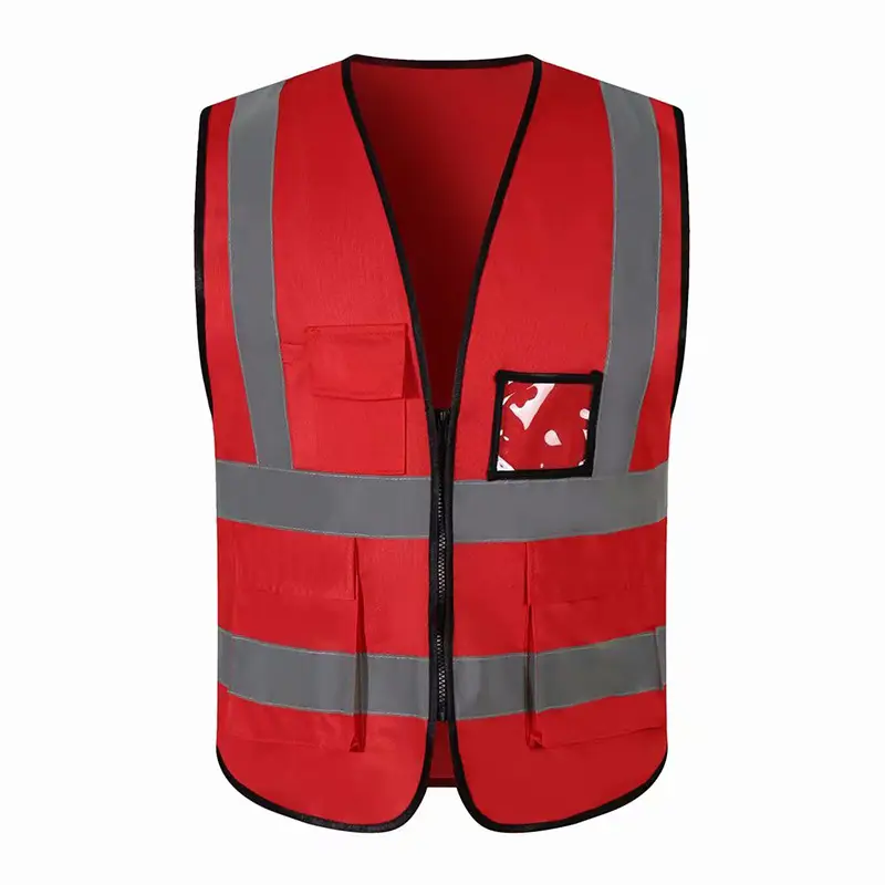 Red Traffic Reflective Safety Vest with Multi-Pockets - Image 4