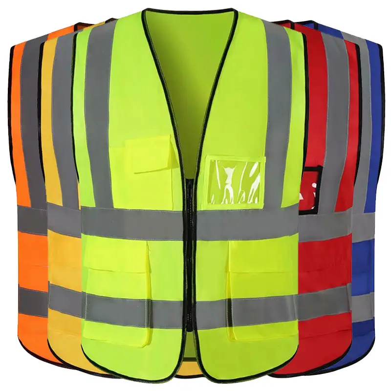 Red Traffic Reflective Safety Vest with Multi-Pockets - Image 8