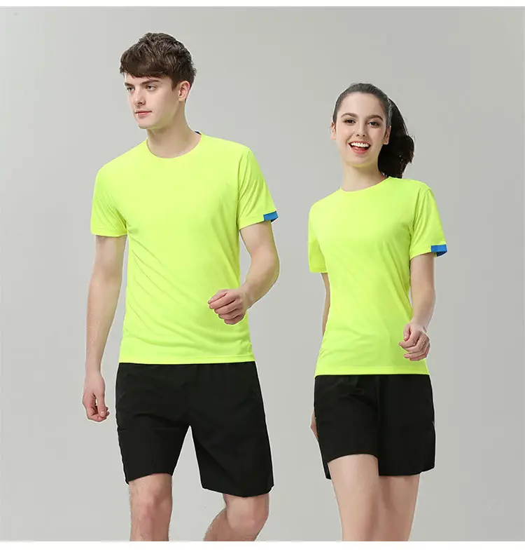 Men Neon Yellow Cotton Round Neck T-Shirt Casual Sportswear - Image 8