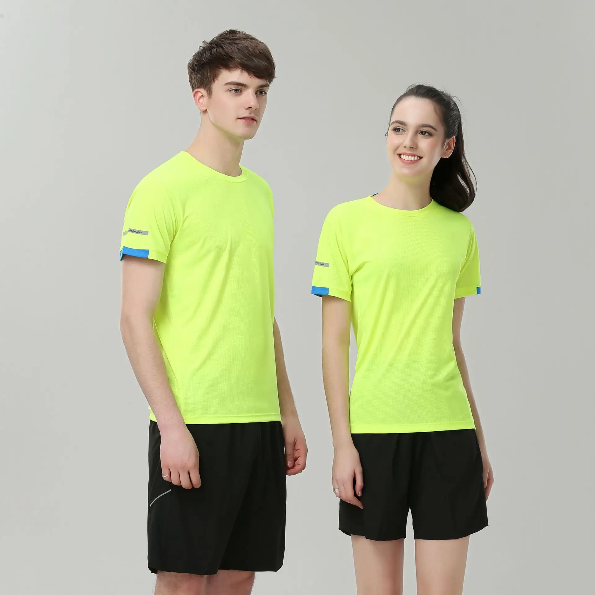 Men Neon Yellow Cotton Round Neck T-Shirt Casual Sportswear - Image 9