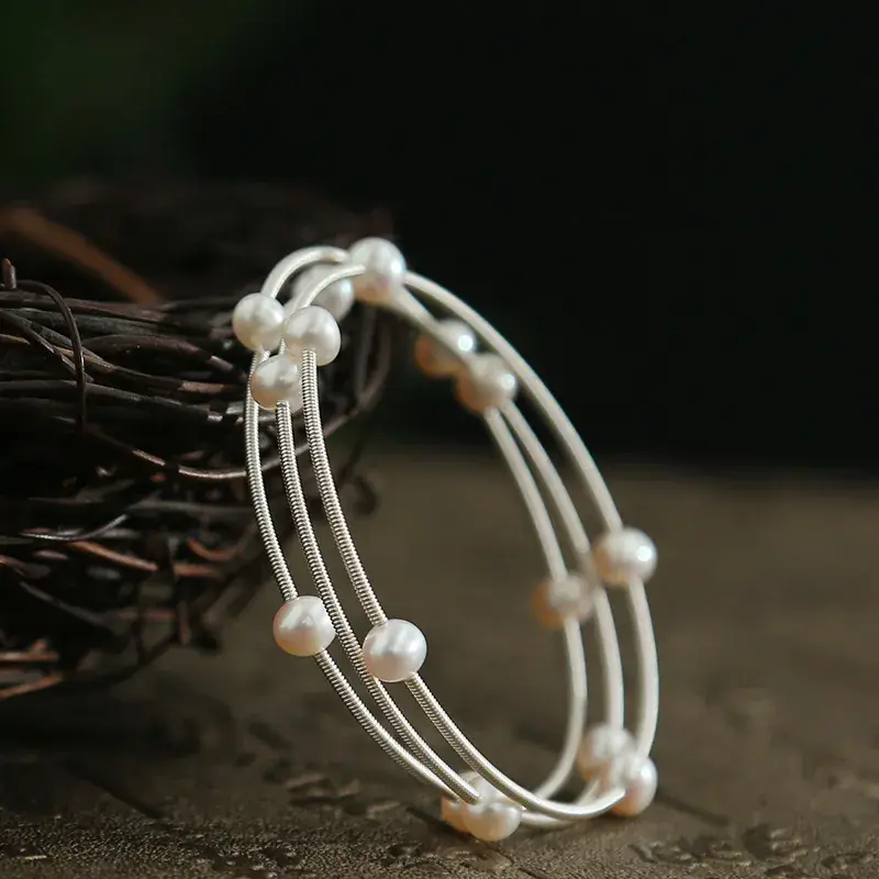 Gold Multi-layer Pearl Bracelet for Women - Image 5