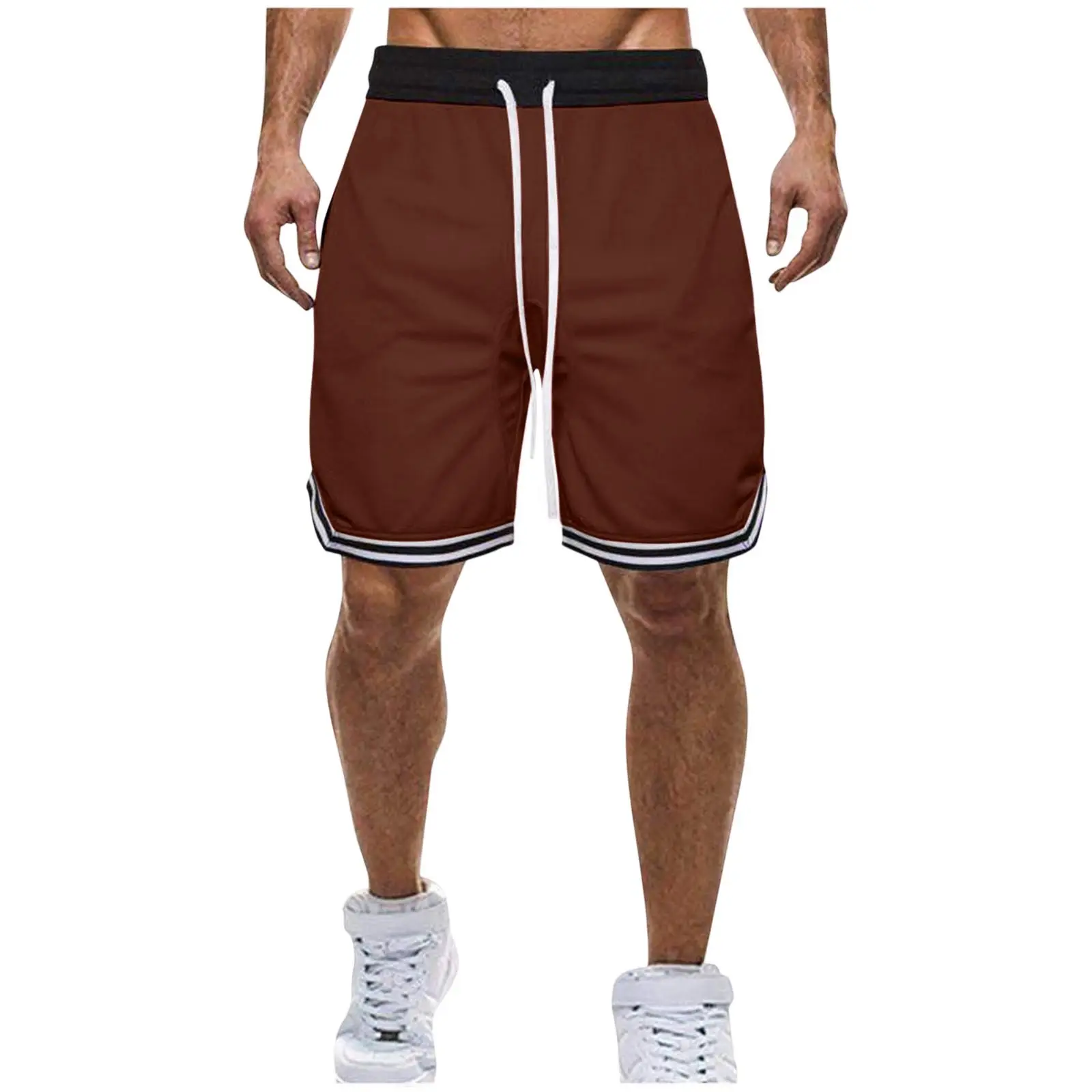 Men's Pink Mesh Running Shorts with Zip Pockets - Image 14