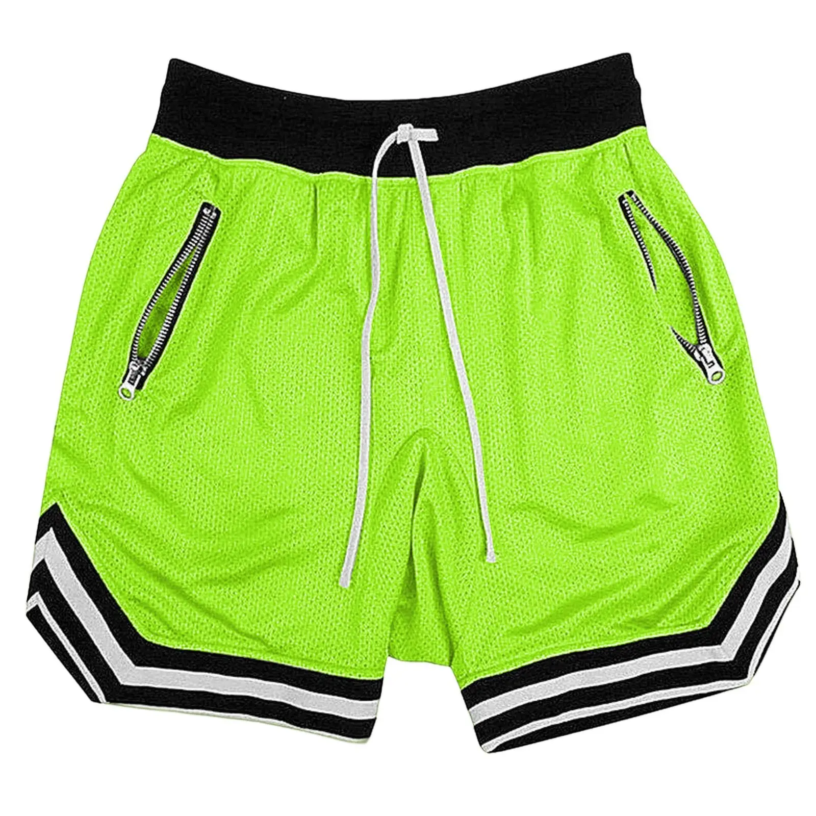 Men's Pink Mesh Running Shorts with Zip Pockets - Image 15