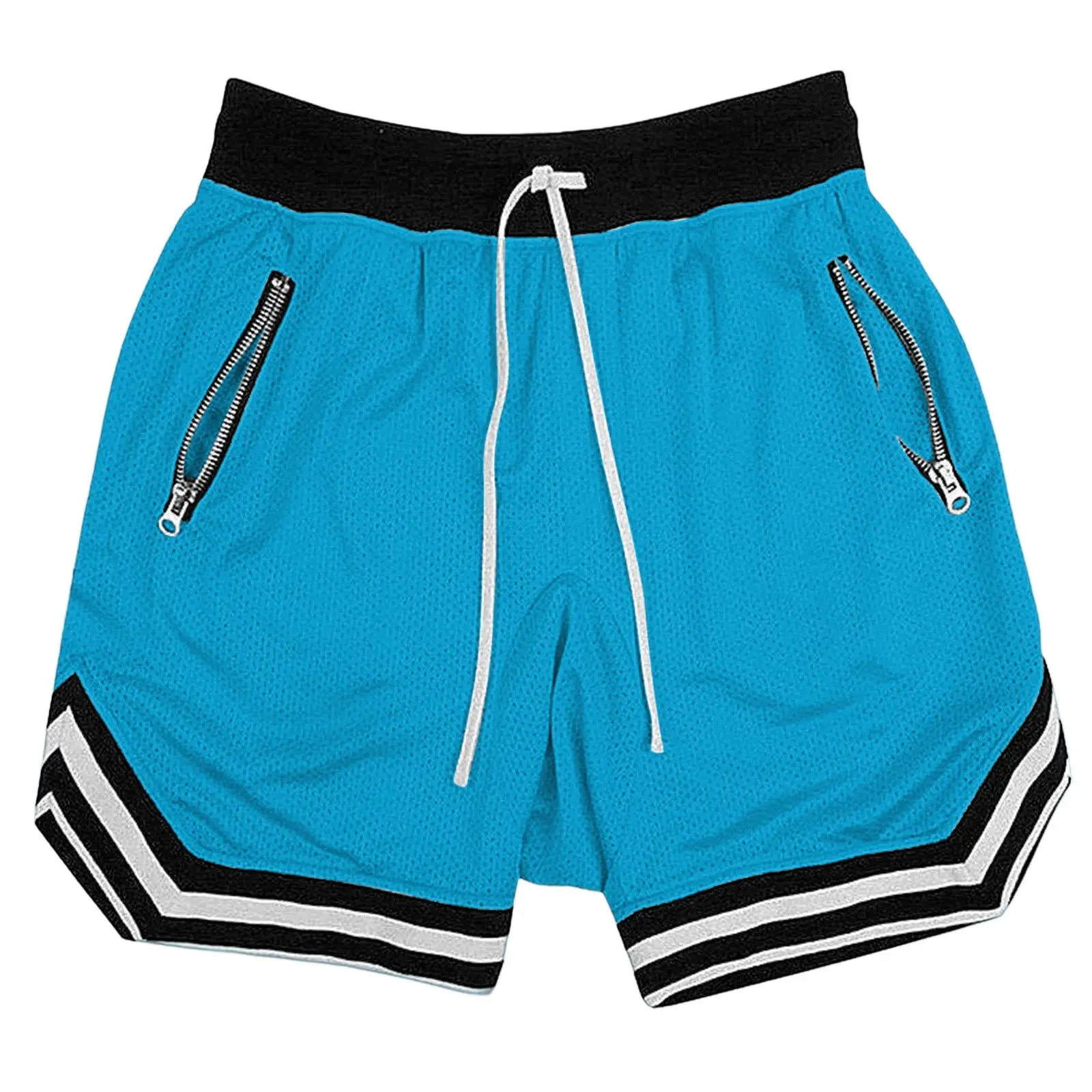 Men's Pink Mesh Running Shorts with Zip Pockets - Image 16