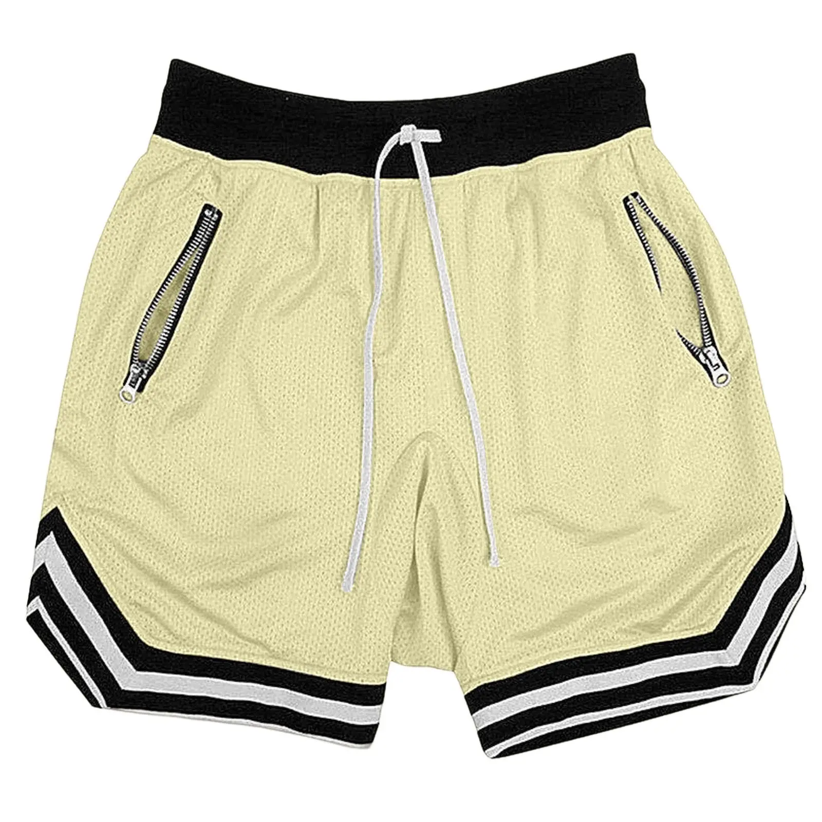 Men's Pink Mesh Running Shorts with Zip Pockets - Image 17