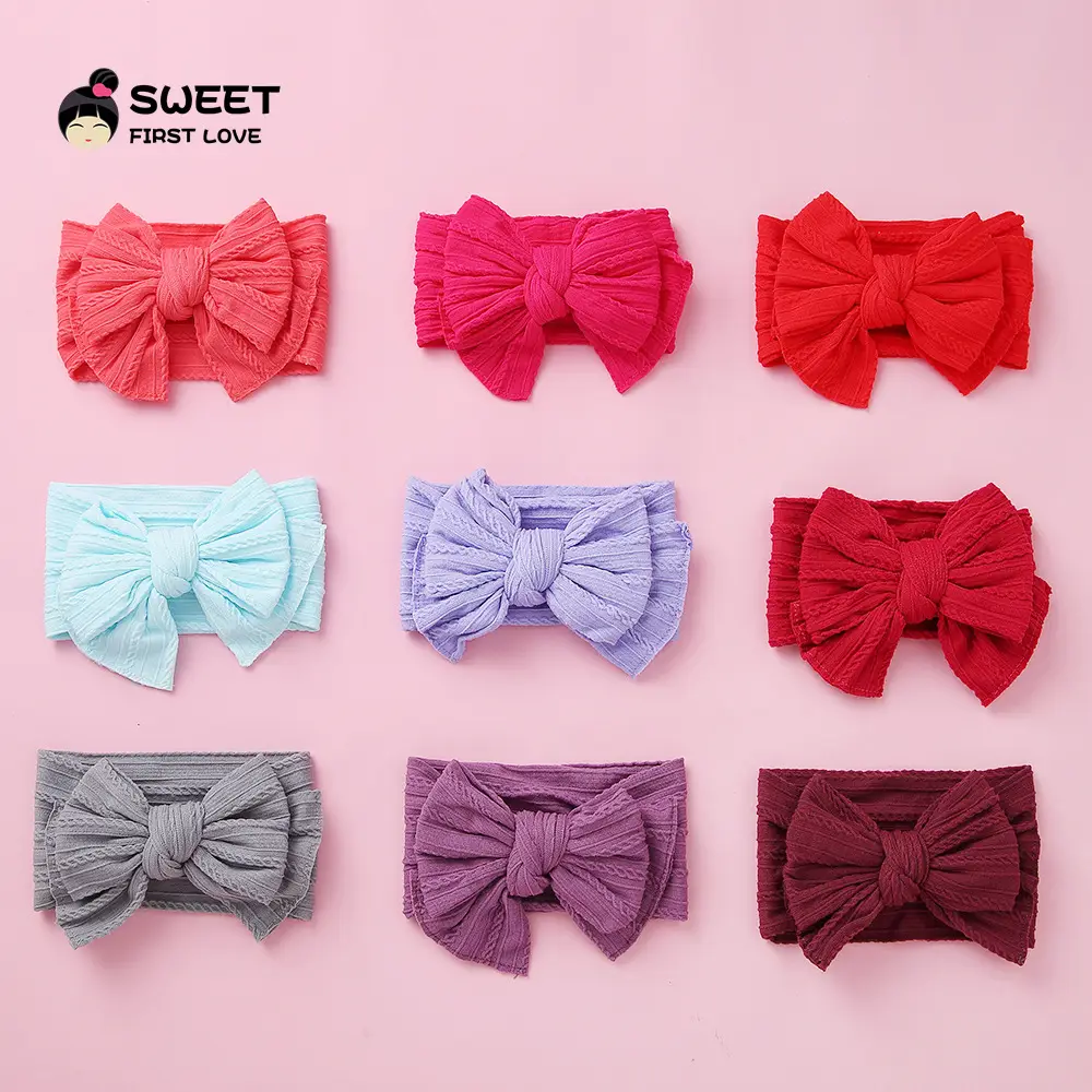 Purple Elastic Baby Headband with Bow Design - Image 36