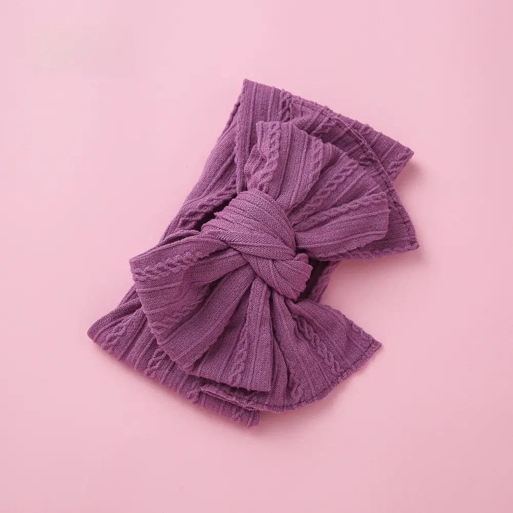 Purple Elastic Baby Headband with Bow Design - Image 20