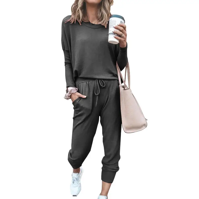 Black Long Sleeve Casual Track Suit for Women